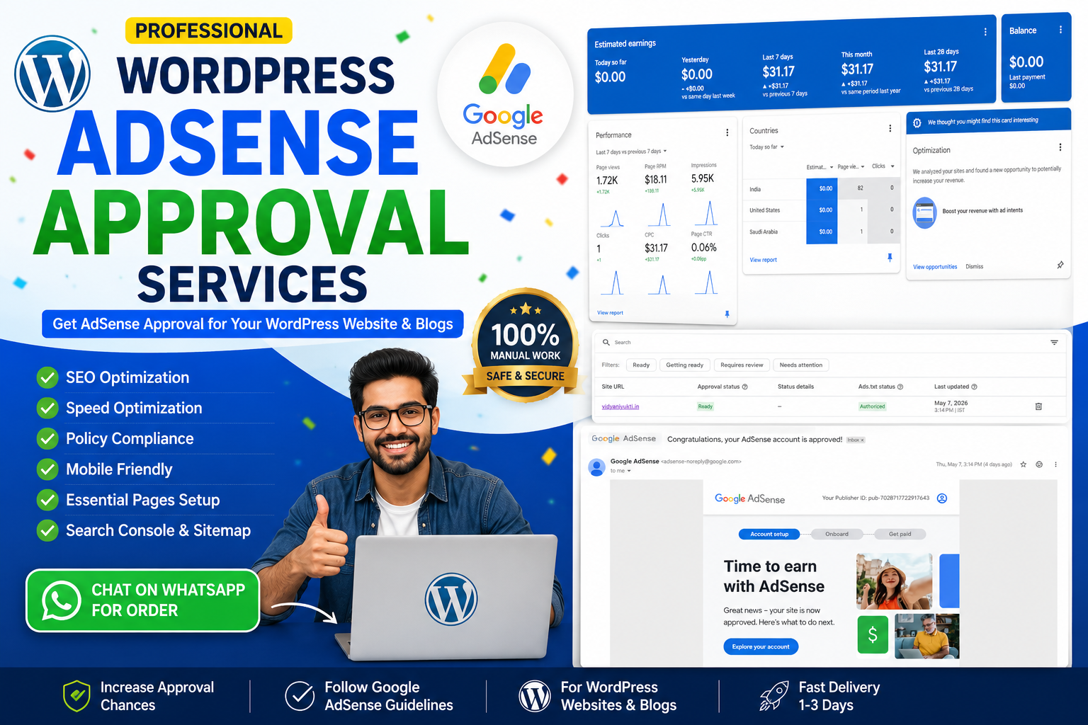 Best WordPress AdSense Approval Service in 2026 – Fast Professional Optimization 1 wordpress adsense approval service by Digital Saman